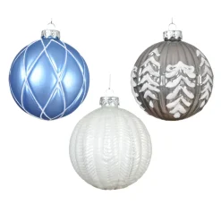 KAEMINGK Palline Di Natale-Set di 12 palline di Natale in vetro (D100 mm) Sogno Cielo blu, bianco e grigio