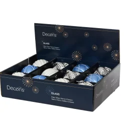 KAEMINGK Palline Di Natale-Set di 12 palline di Natale in vetro (D100 mm) Sogno Cielo blu, bianco e grigio
