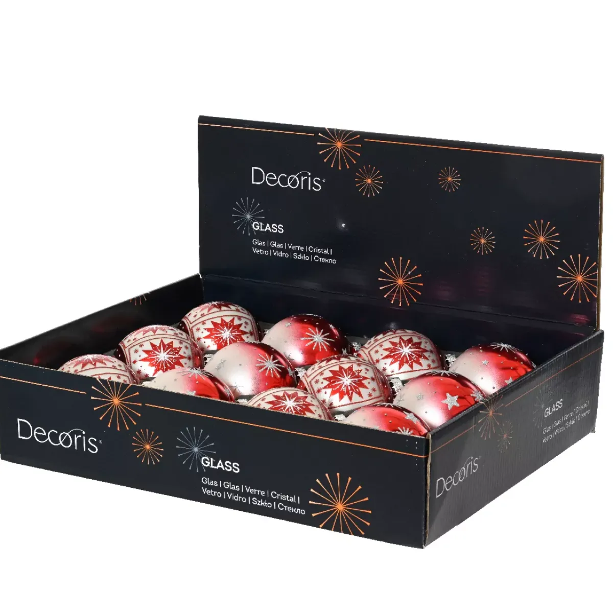 KAEMINGK Palline Di Natale-Set di 12 palline di Natale in vetro (D80 mm) Meribel con glitter argento
