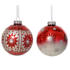 KAEMINGK Palline Di Natale-Set di 12 palline di Natale in vetro (D80 mm) Meribel con glitter argento