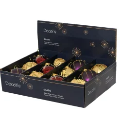 KAEMINGK Palline Di Natale-Set di 12 palline di Natale in vetro (D80 mm) Shine Glam e Fico