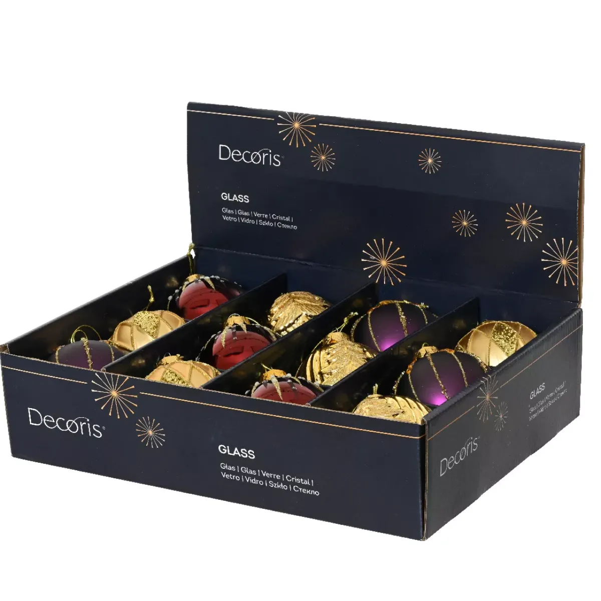 KAEMINGK Palline Di Natale-Set di 12 palline di Natale in vetro (D80 mm) Shine Glam e Fico