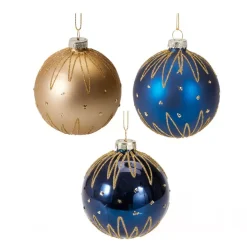 KOOPMAN Palline Di Natale-Set di 12 palline di Natale in vetro (D80 mm) Tesori di Mezzanotte notte e dorato