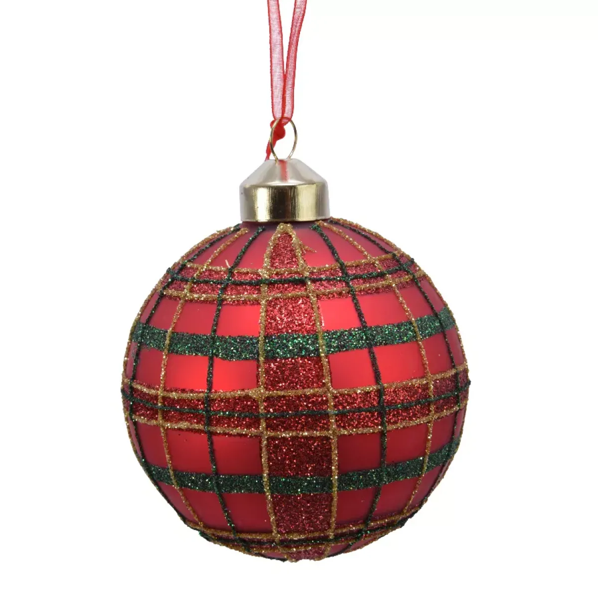 KAEMINGK Palline Di Natale-Set di 3 palline di Natale in vetro (D80 mm) Quadretti luccicanti