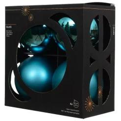 KAEMINGK Palline Di Natale-Set di 4 Palline di Natale in vetro (D100 mm) Boreale Blu brillante