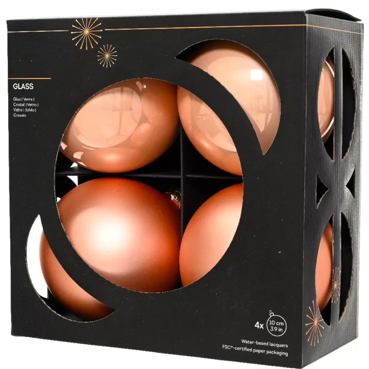 KAEMINGK Palline Di Natale-Set di 4 palline di Natale in vetro (D100 mm) Boreale Pesca