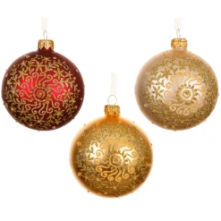 KAEMINGK Palline Di Natale-Set di 6 palline di Natale in vetro (D80 mm) Arabesco dorato glitterato