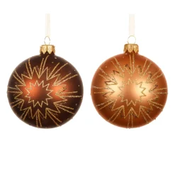 KAEMINGK Palline Di Natale-Set di 6 palline di Natale in vetro (D80 mm) Christmas Jazzy Marrone e cognac
