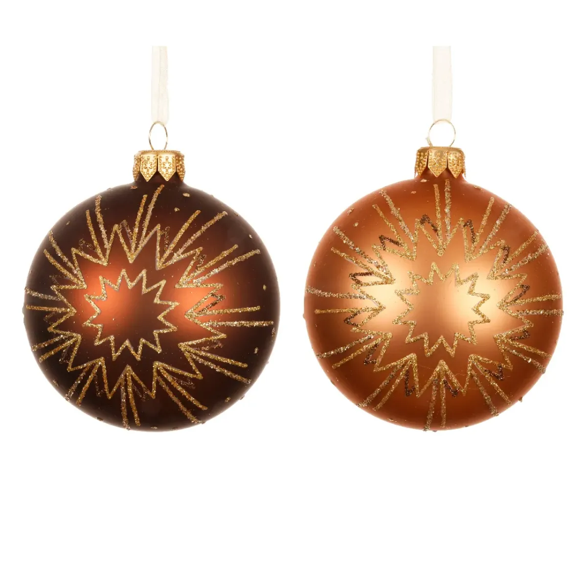 KAEMINGK Palline Di Natale-Set di 6 palline di Natale in vetro (D80 mm) Christmas Jazzy Marrone e cognac