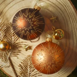 KAEMINGK Palline Di Natale-Set di 6 palline di Natale in vetro (D80 mm) Christmas Jazzy Marrone e cognac