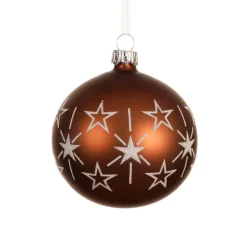 KAEMINGK Palline Di Natale-Set di 6 palline di Natale in vetro (D80 mm) Stelle in festa Marrone