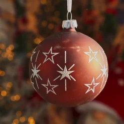 KAEMINGK Palline Di Natale-Set di 6 palline di Natale in vetro (D80 mm) Stelle in festa Marrone