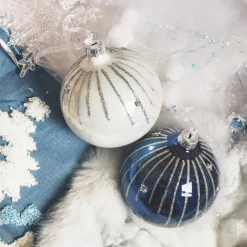 KAEMINGK Palline Di Natale-Set di 6 palline di Natale in vetro (D80 mm) Mistery e bianco
