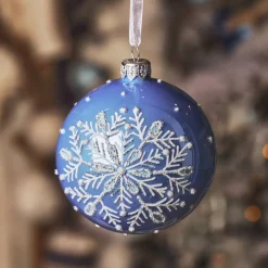 KAEMINGK Palline Di Natale-Set di 6 palline di Natale in vetro (D80 mm) Mio bel Fiocco di neve Blu cielo