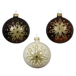 KAEMINGK Palline Di Natale-Set di 6 palline di Natale in vetro (D80 mm) Petali dorati