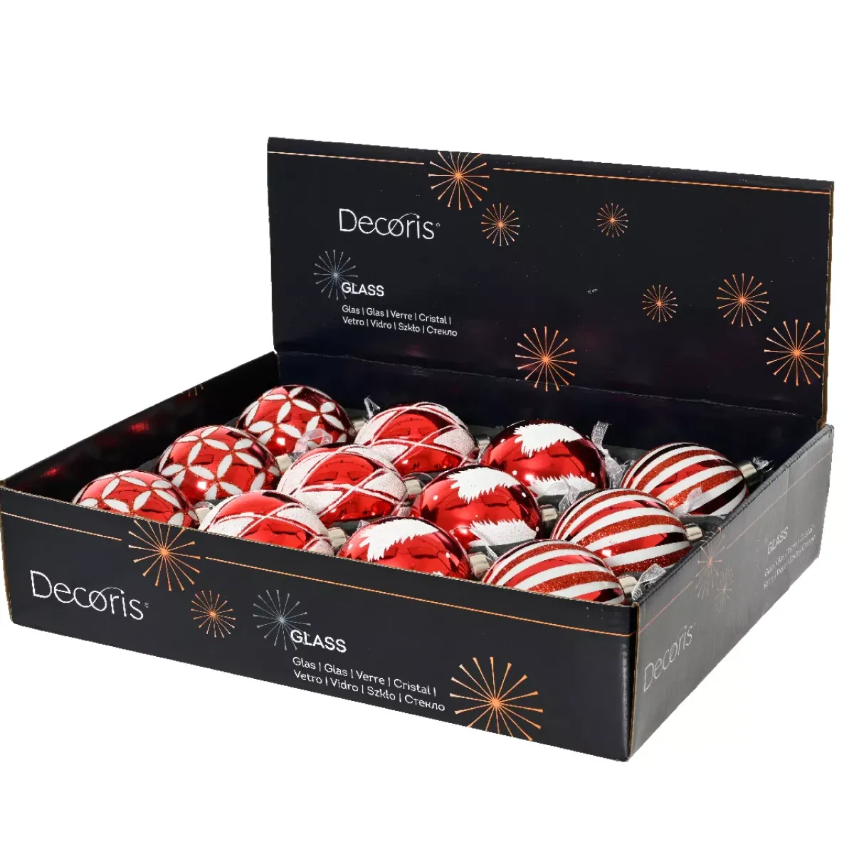 KAEMINGK Palline Di Natale-Set di 12 palline di Natale in vetro (D80 mm) Circo incantato e Bianco