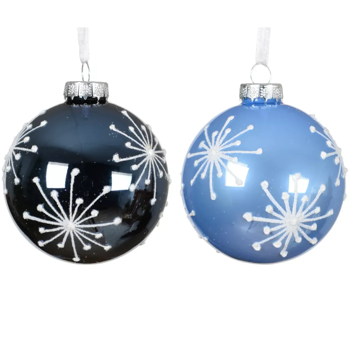 KAEMINGK Palline Di Natale-Set di 12 palline di Natale in vetro (D80 mm) Scintille di Natale Blu cielo e