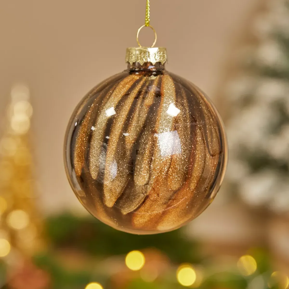 KOOPMAN Palline Di Natale-Set di 12 palline di Natale in vetro (D80 mm) New York scintillante