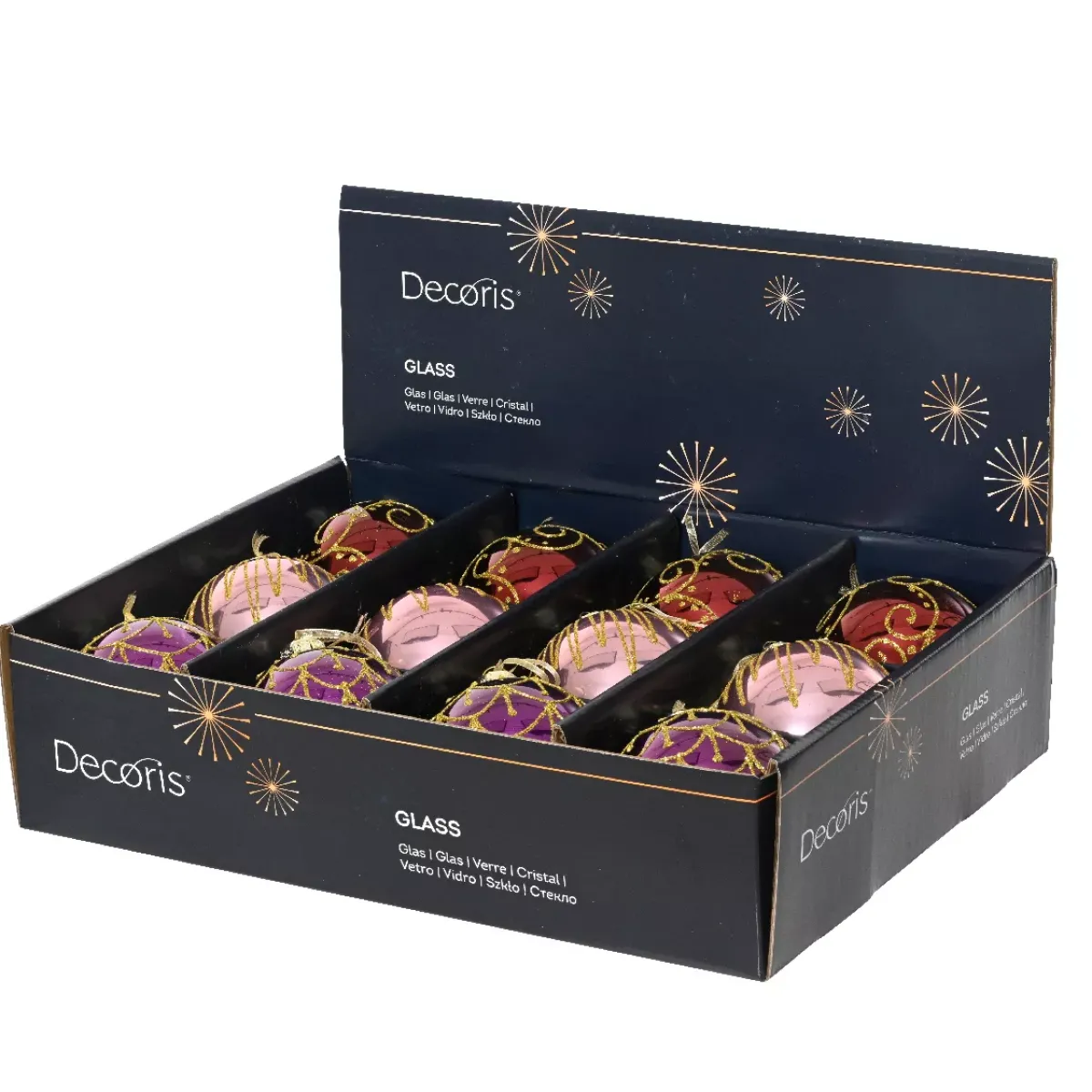 KAEMINGK Palline Di Natale-Set di 12 palline di Natale in vetro (D80 mm) Palazzo Italiano Fico e oro