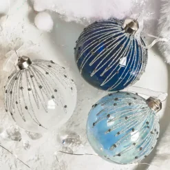 KAEMINGK Palline Di Natale-Set di 12 palline di Natale in vetro (D80 mm) Perle d'inverno