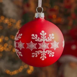 KAEMINGK Palline Di Natale-Set di 6 palline di Natale in vetro (D80 mm) Fiocco di neve