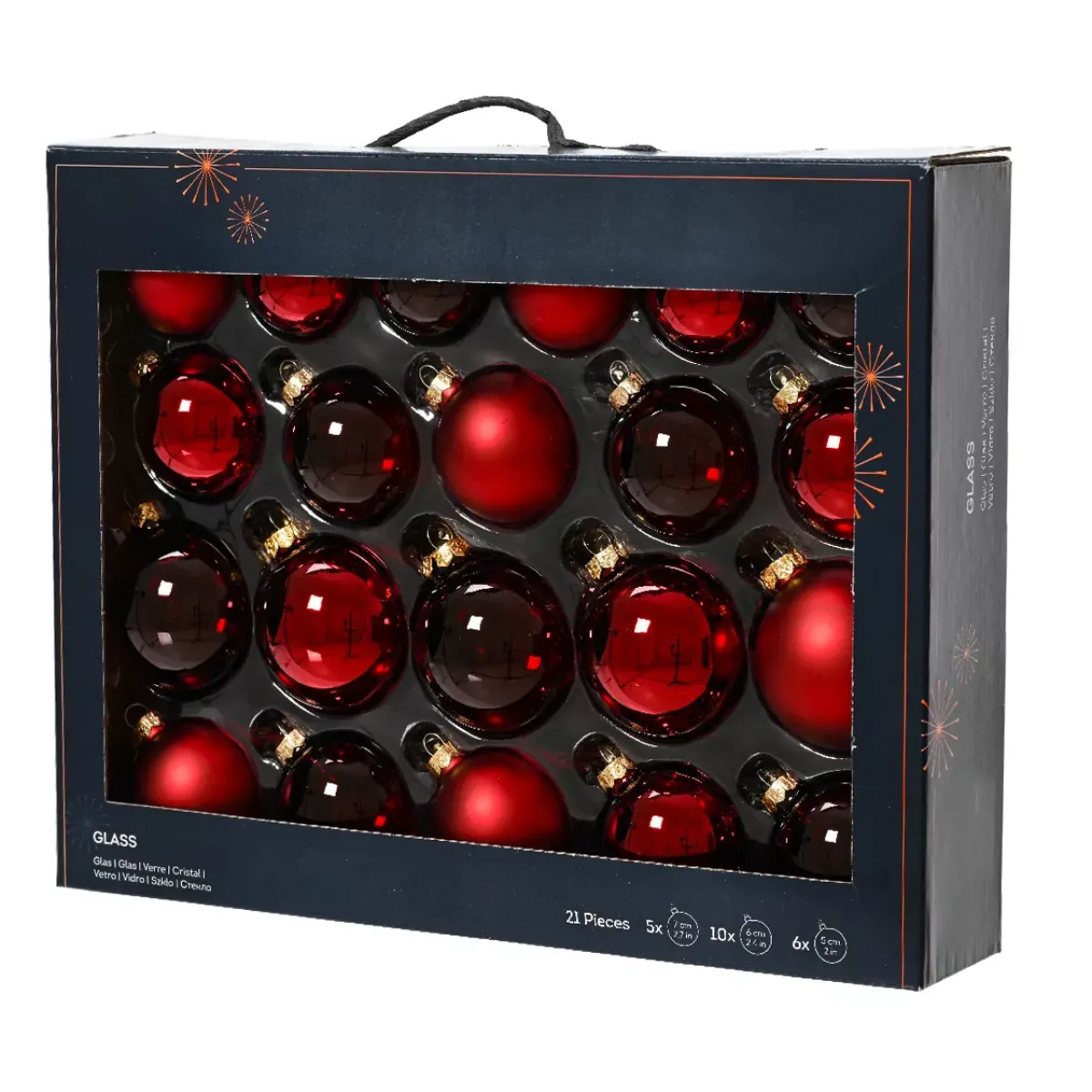 KAEMINGK Palline Di Natale-Set di 21 palline di Natale in vetro assortite Cristallo