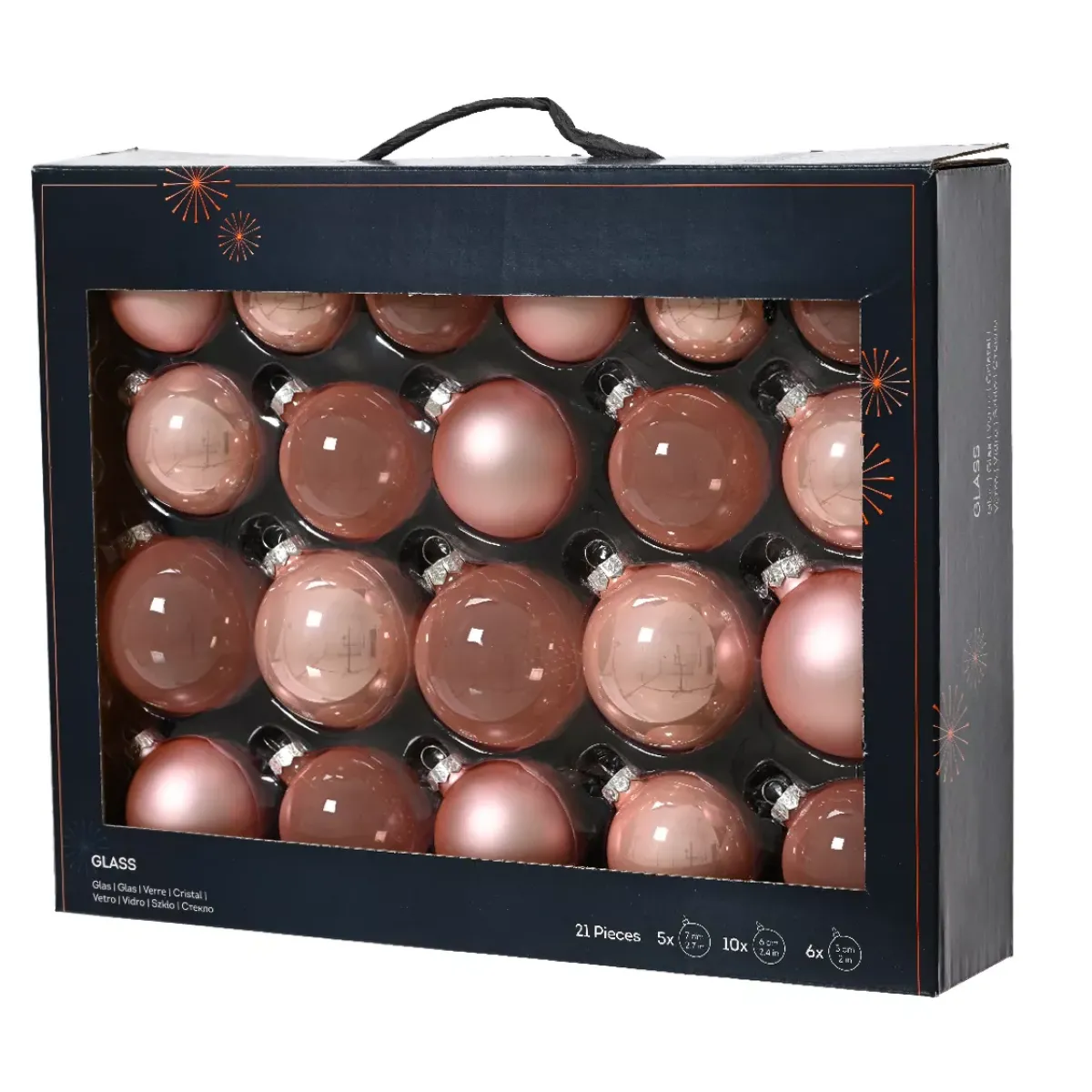 KAEMINGK Palline Di Natale-Set di 21 palline di Natale in vetro assortite Cristallo