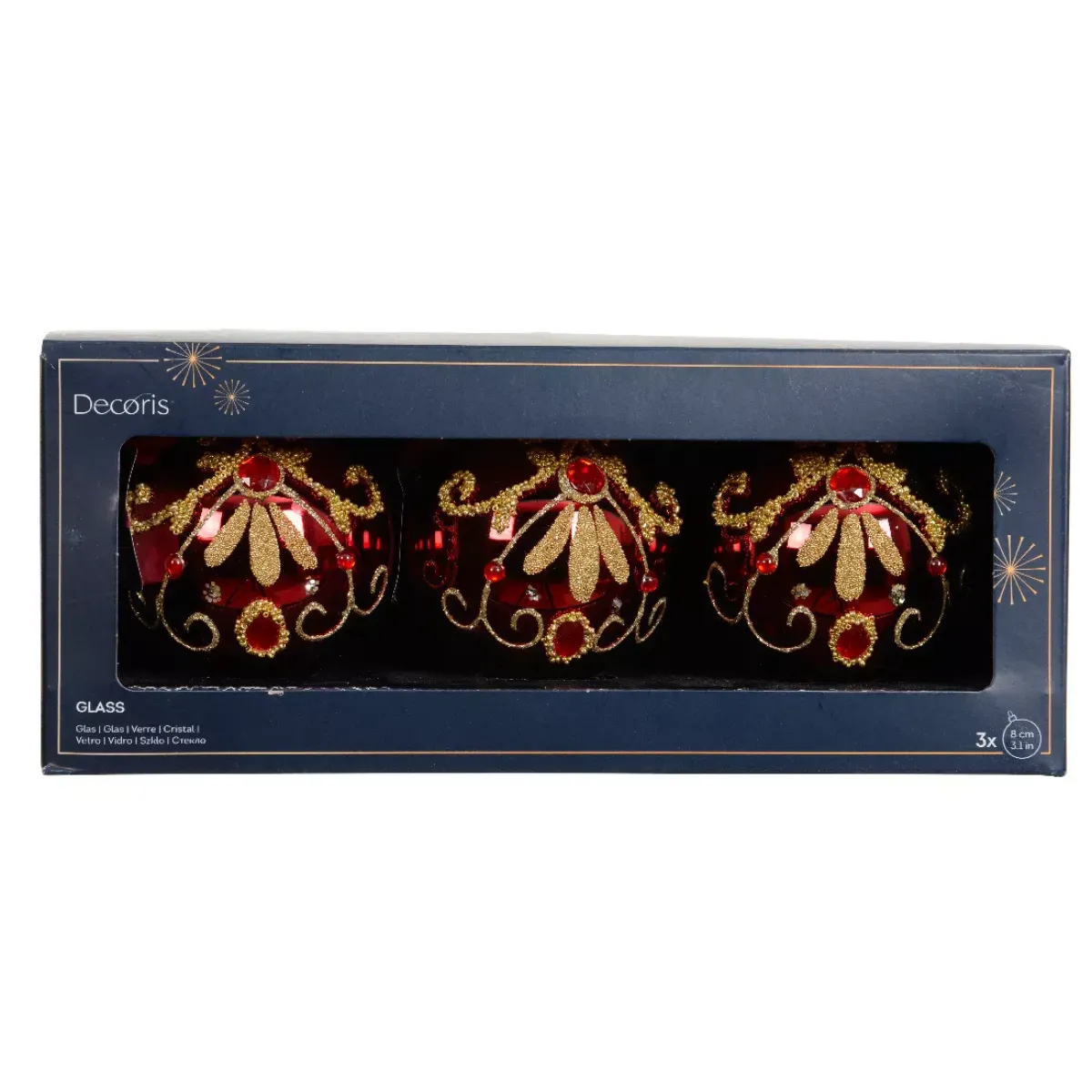 KAEMINGK Palline Di Natale-Set di 3 palline di Natale in vetro (D80 mm) Palazzo