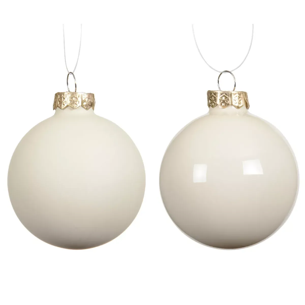 KAEMINGK Palline Di Natale-Set di 6 Palline di Natale in vetro (D80 mm) Boreale Bianco lana