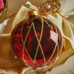 KAEMINGK Palline Di Natale-Set di 6 palline di Natale in vetro (D80 mm) Prestige con glitter oro