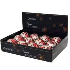 KAEMINGK Palline Di Natale-Set di 12 palline di Natale in vetro (D80 mm) Cuore di Natale
