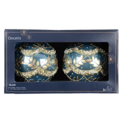 KAEMINGK Palline Di Natale-Set di 2 palline di Natale in vetro (D100 mm) Perla glaciale