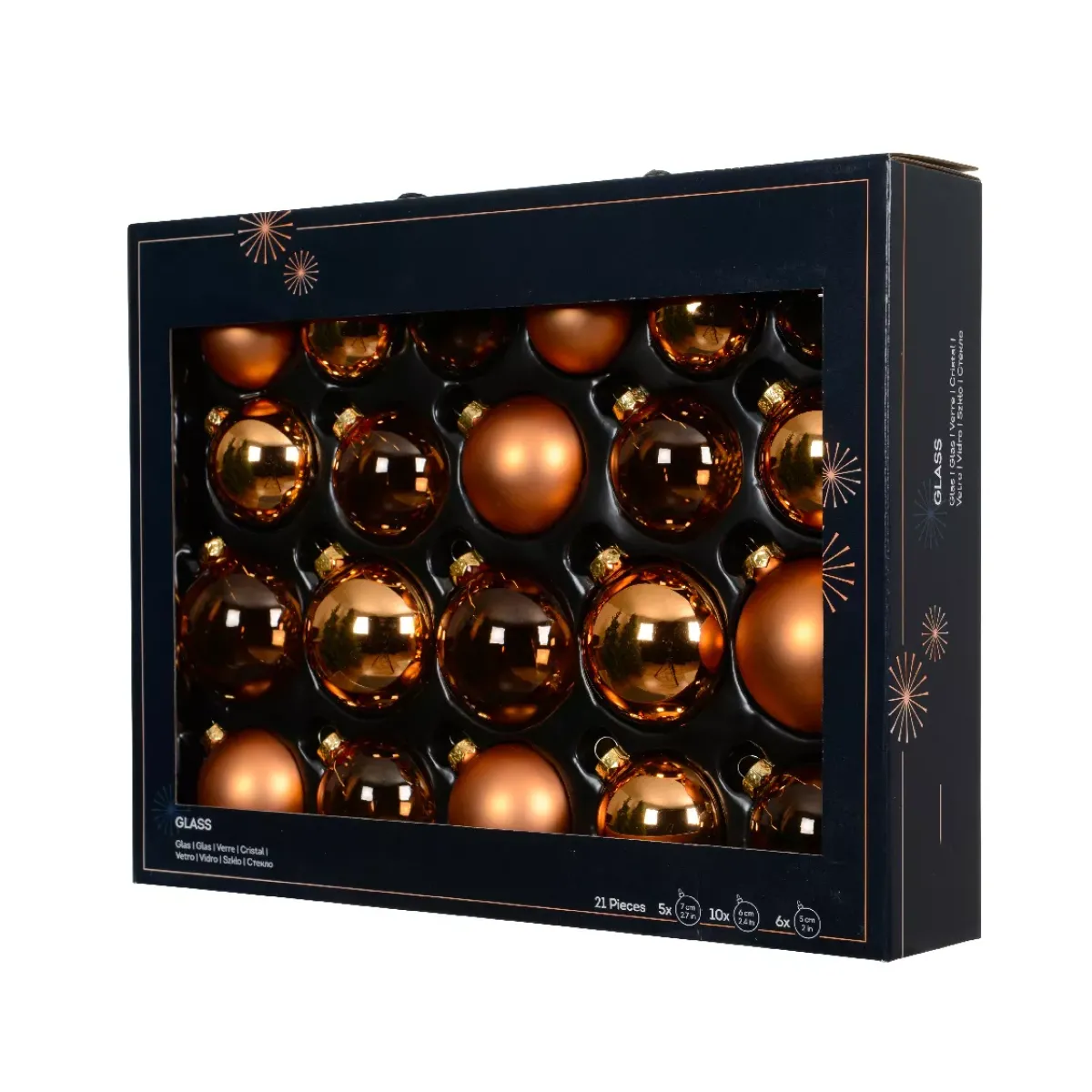 KAEMINGK Palline Di Natale-Set di 21 palline di Natale in vetro (D60 a 75 mm) Assortite Cristallo