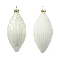 KAEMINGK Palline Di Natale-Set di 3 palline di Natale in vetro (D60 mm) Goccia preziosa Bianco lana