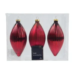 KAEMINGK Palline Di Natale-Set di 3 palline di Natale in vetro (D60 mm) Goccia preziosa Rosso