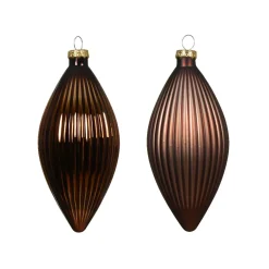 KAEMINGK Palline Di Natale-Set di 3 palline di Natale in vetro (D60 mm) Goccia preziosa Marrone