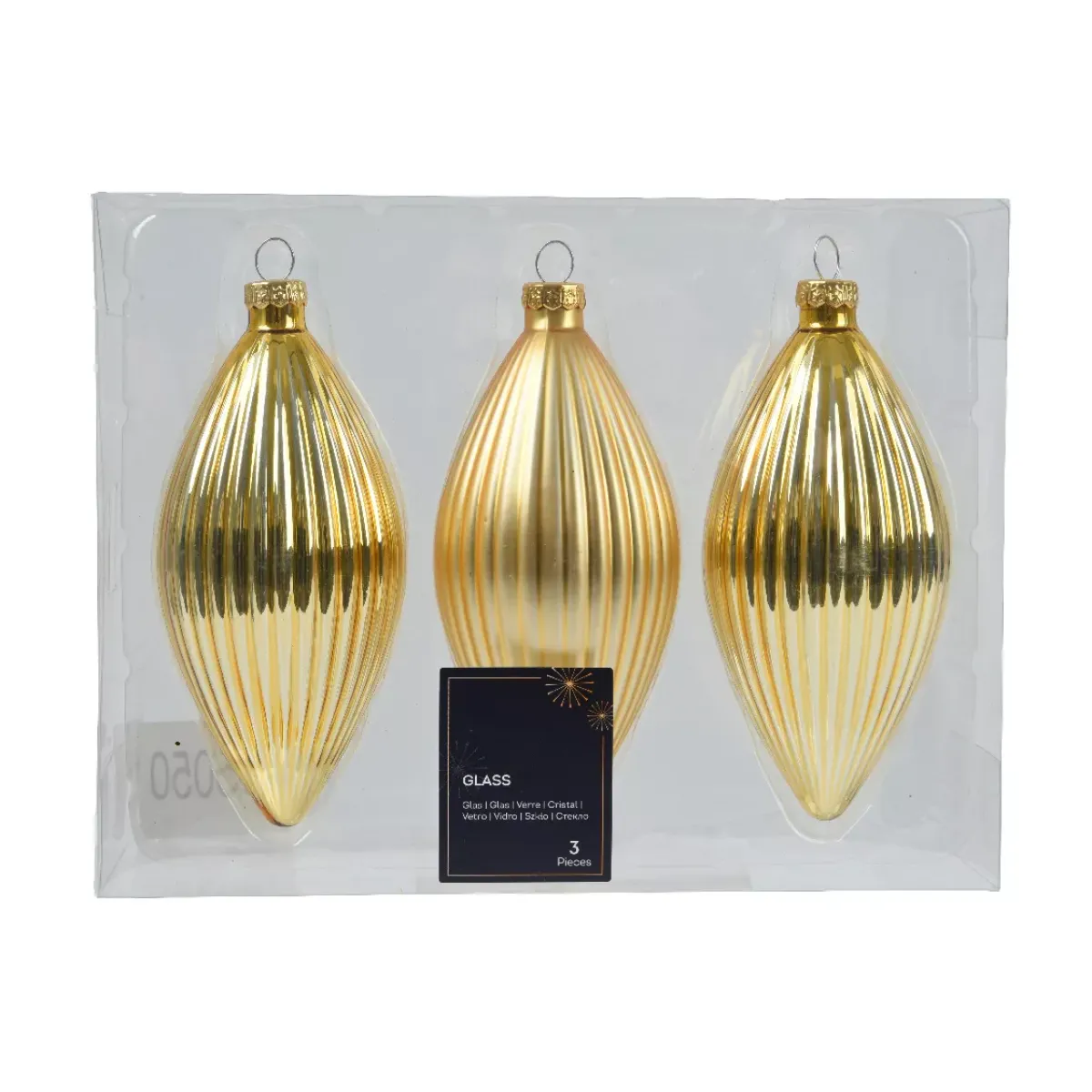 KAEMINGK Palline Di Natale-Set di 3 palline di Natale in vetro (D60 mm) Goccia preziosa