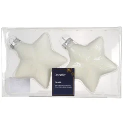 KAEMINGK Addobbi Natalizi-Set di 2 pendenti di Natale in vetro (H10 cm) Stelle Celesti Bianco lana
