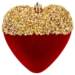 JJA Addobbi Natalizi-Set di 6 pendenti (H15 cm) Cuori e stelle con paillettes Rosso e