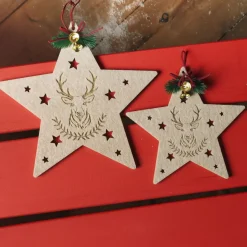 KAEMINGK Addobbi Natalizi-Set di 2 pendenti in feltro (D25-D19 cm) Stelle dolci