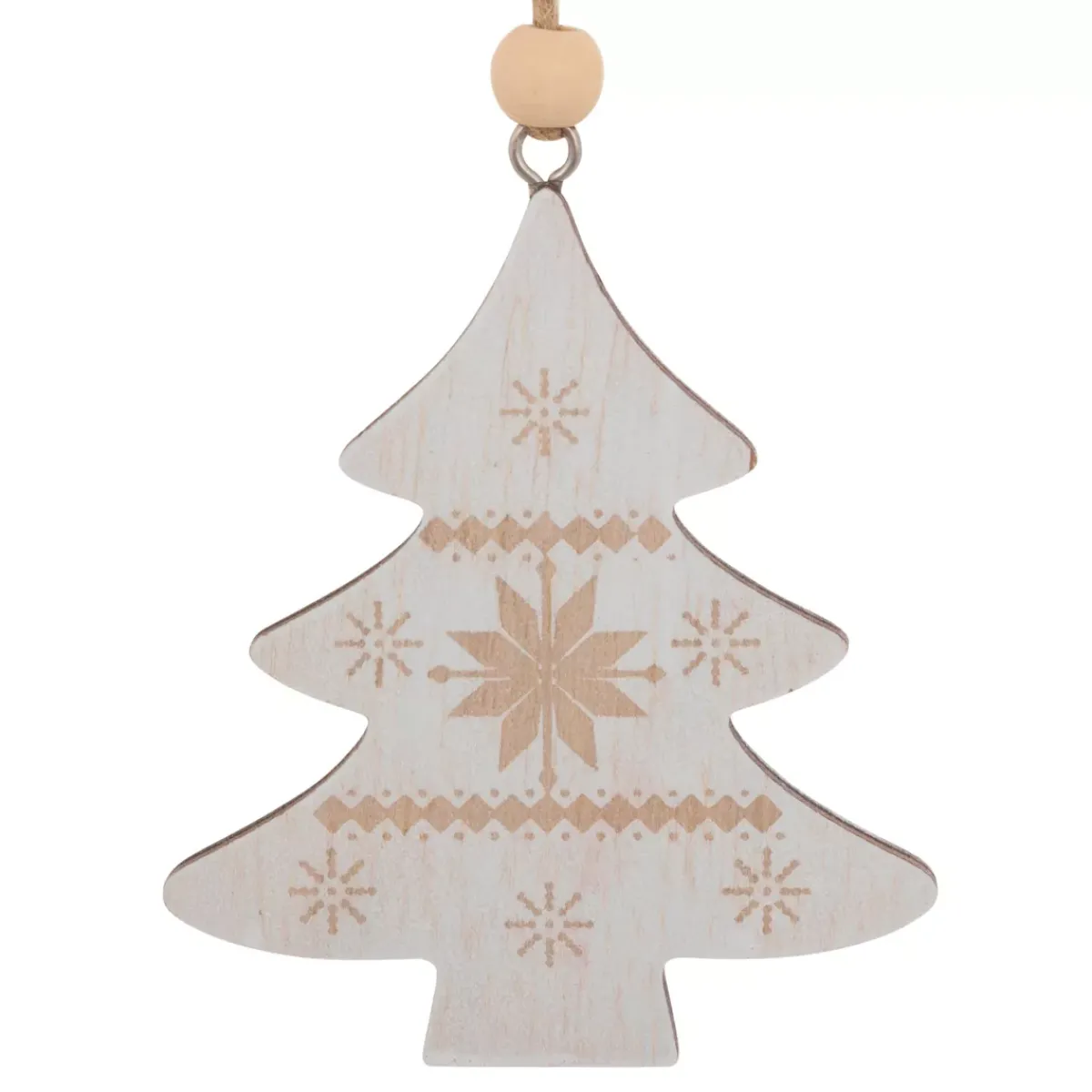 JJA Addobbi Natalizi-Set di 2 pendenti in legno (H8 cm) Duo Savoyard Bianco e