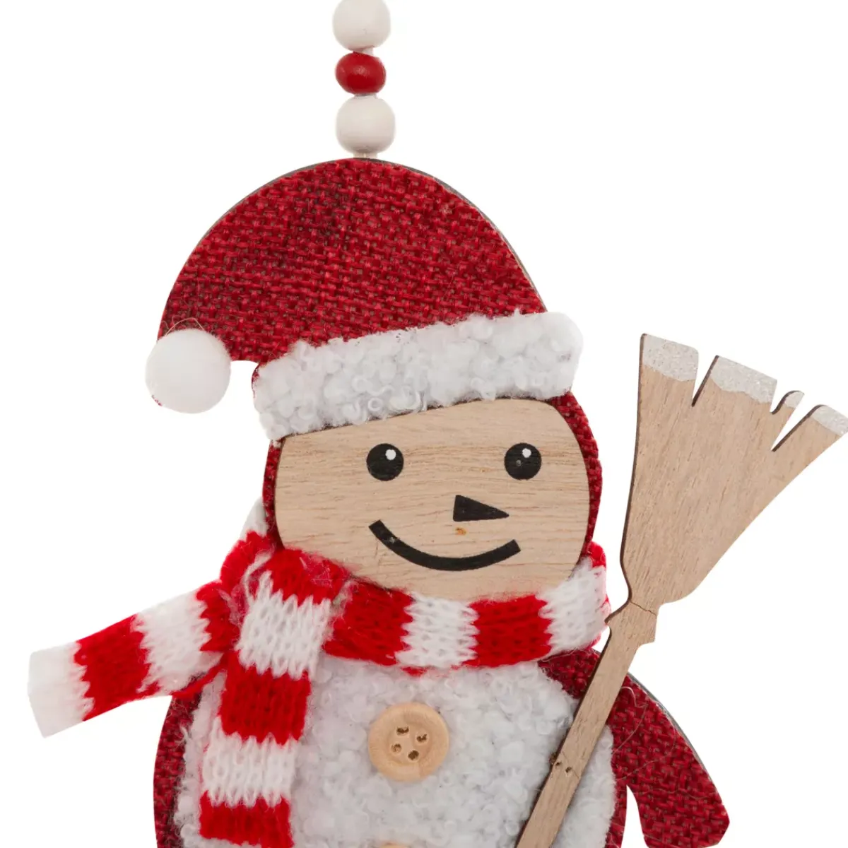 JJA Addobbi Natalizi-Set di 2 pendenti in legno (H12 cm) Scope di Natale e Rosso
