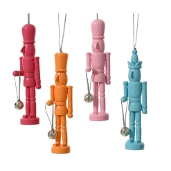 KAEMINGK Addobbi Natalizi-Set di 4 pendenti in legno (H13 cm) Schiaccianoci
