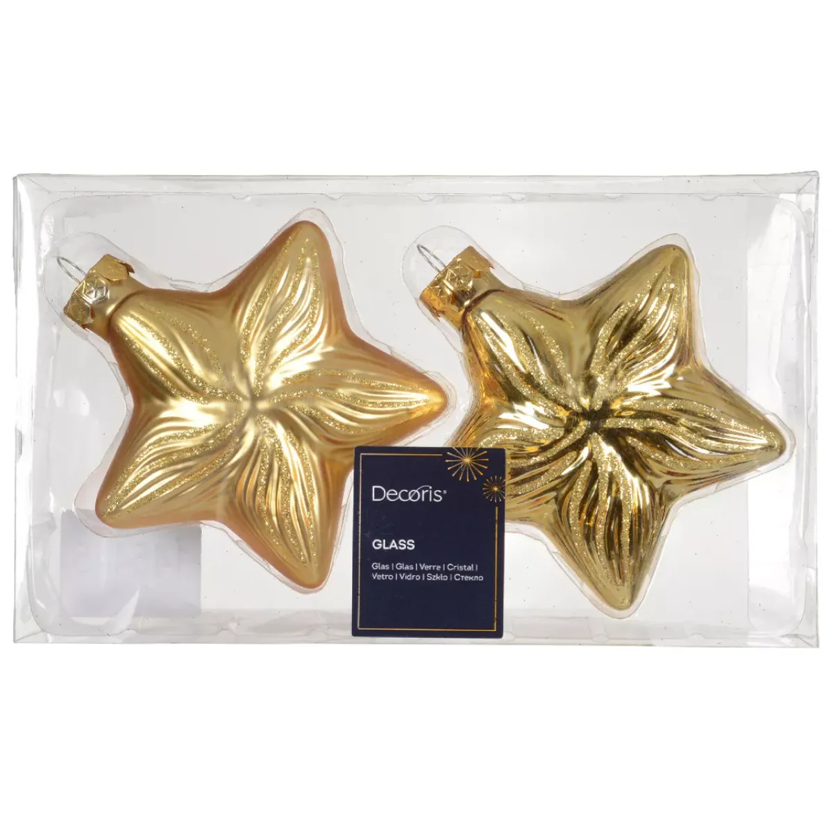 KAEMINGK Addobbi Natalizi-Set di 2 pendenti in vetro (H10 cm) Stelle Celesti