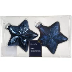 KAEMINGK Addobbi Natalizi-Set di 2 pendenti in vetro (H10 cm) Stelle Celesti Blu