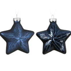 KAEMINGK Addobbi Natalizi-Set di 2 pendenti in vetro (H10 cm) Stelle Celesti Blu