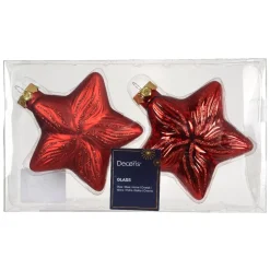 KAEMINGK Addobbi Natalizi-Set di 2 pendenti in vetro (H10 cm) Stelle Celesti Rosse