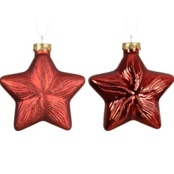 KAEMINGK Addobbi Natalizi-Set di 2 pendenti in vetro (H10 cm) Stelle Celesti Rosse