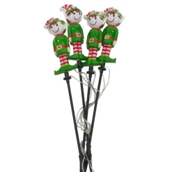 CHRISTMAS DREAM Oggetti Decorativi E Illuminati-Set di 4 picchetti da giardino solari (H40 cm) Folletto buffone luminoso Bianco caldo