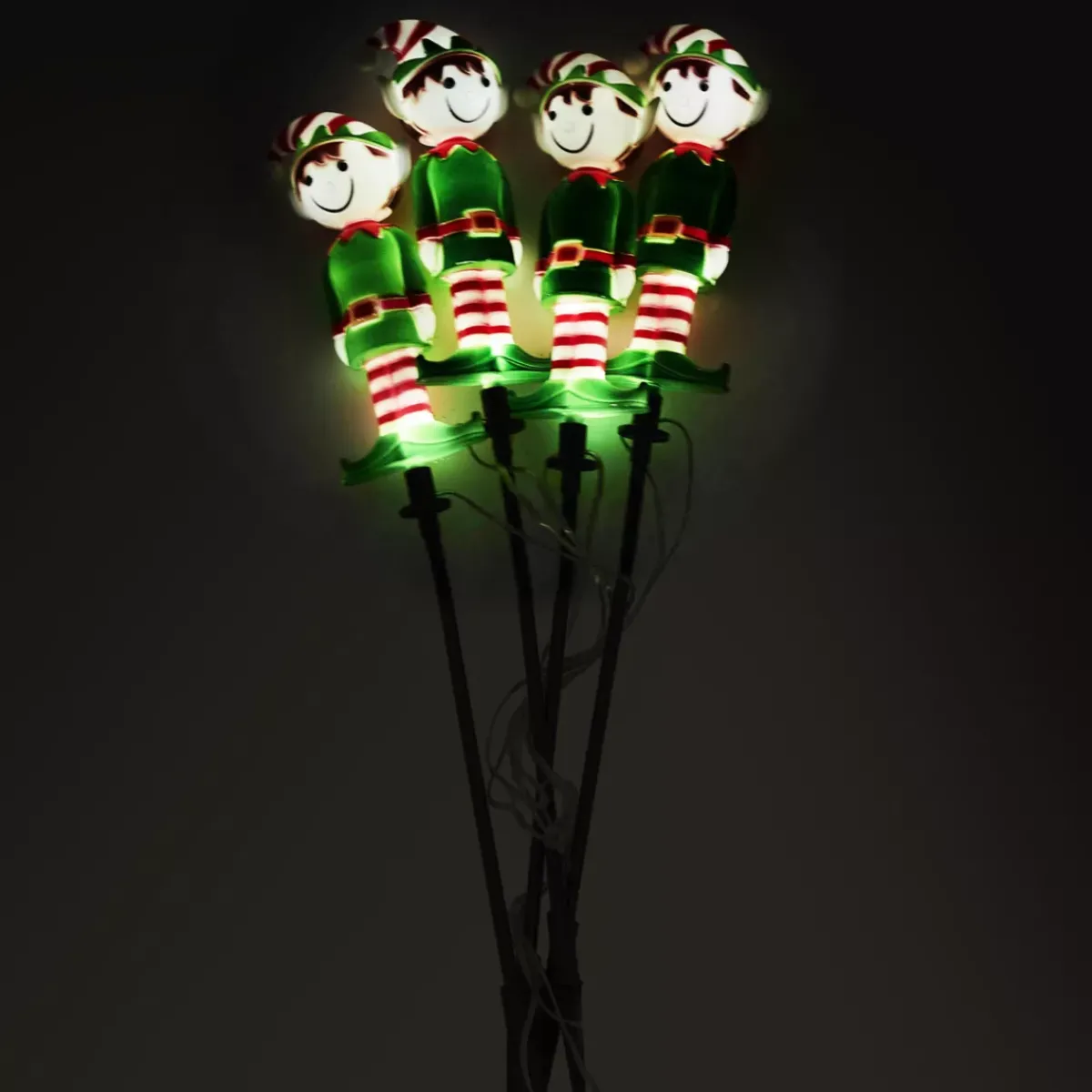 CHRISTMAS DREAM Oggetti Decorativi E Illuminati-Set di 4 picchetti da giardino solari (H40 cm) Folletto buffone luminoso Bianco caldo